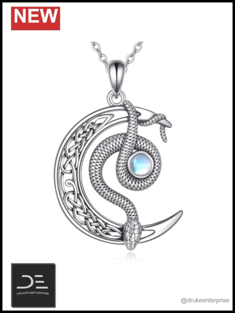925 Sterling Silver Snake Necklace Celtic Knot Pendant Jewelry Gift